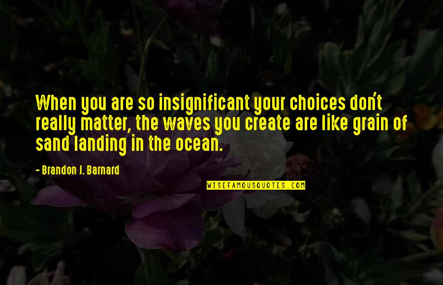 You Don Matter Quotes By Brandon J. Barnard: When you are so insignificant your choices don't