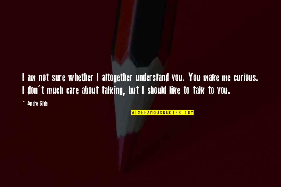 You Don't Care About Me Quotes By Andre Gide: I am not sure whether I altogether understand