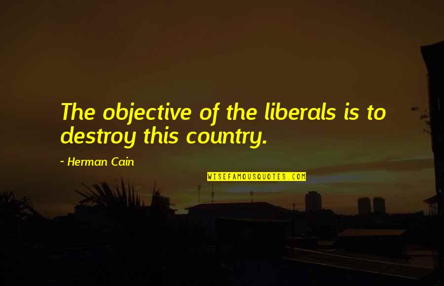 You Don't Care About Me Tumblr Quotes By Herman Cain: The objective of the liberals is to destroy