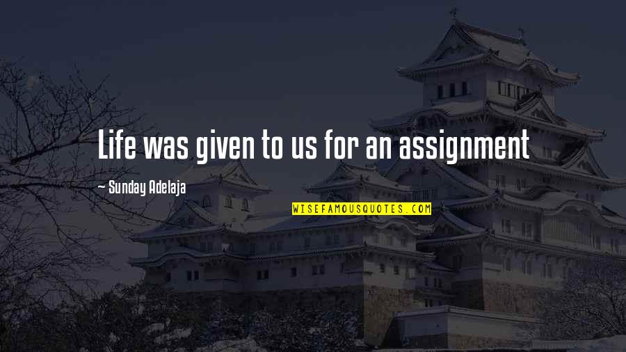 You Dont Care About What I Said Quotes By Sunday Adelaja: Life was given to us for an assignment
