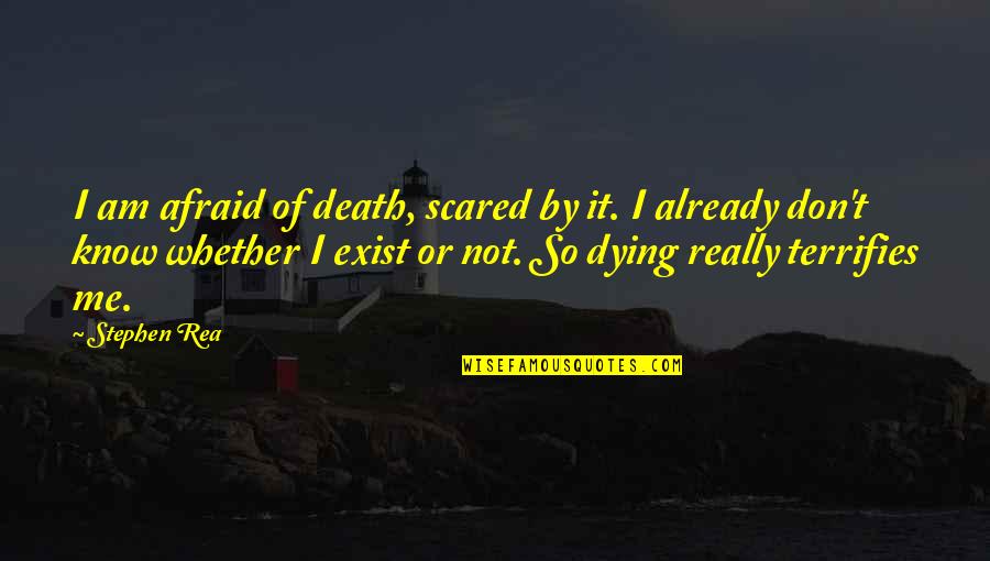 You Don't Even Know I Exist Quotes By Stephen Rea: I am afraid of death, scared by it.
