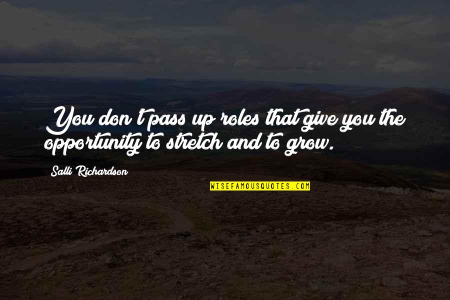 You Don't Give Up Quotes By Salli Richardson: You don't pass up roles that give you