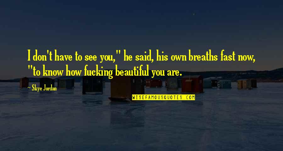 You Don't Know How Beautiful You Are Quotes By Skye Jordan: I don't have to see you," he said,