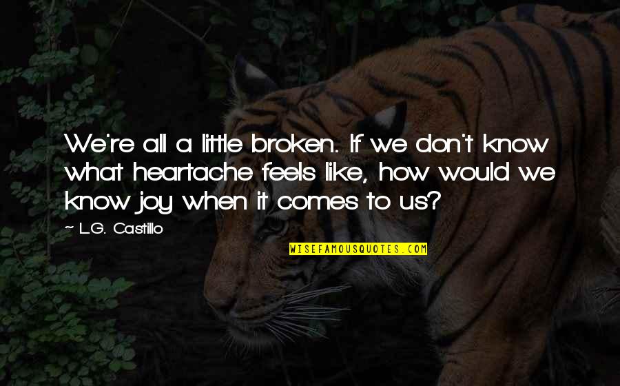 You Don't Know How It Feels Quotes By L.G. Castillo: We're all a little broken. If we don't