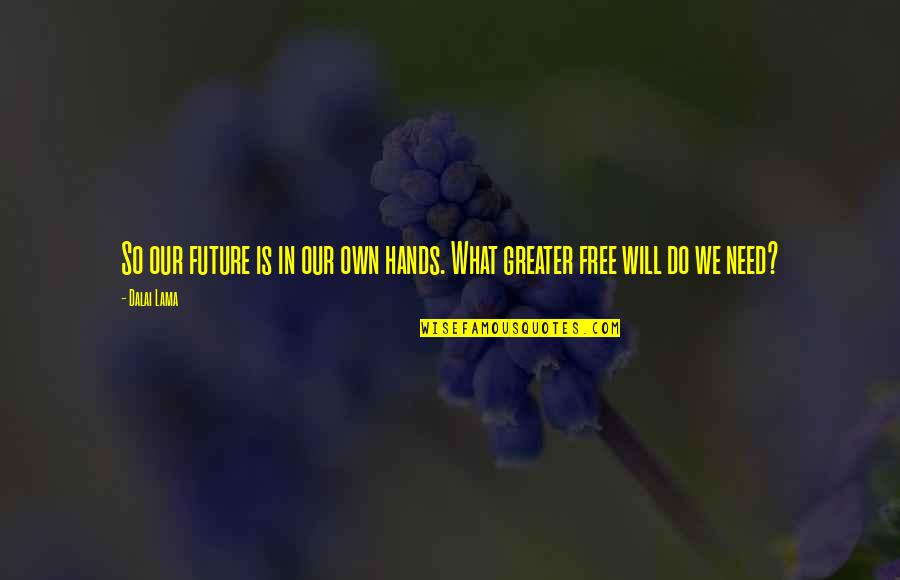 You Dont Know How To Love Quotes By Dalai Lama: So our future is in our own hands.