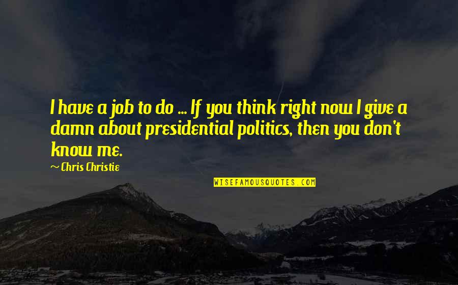 You Don't Think About Me Quotes By Chris Christie: I have a job to do ... If