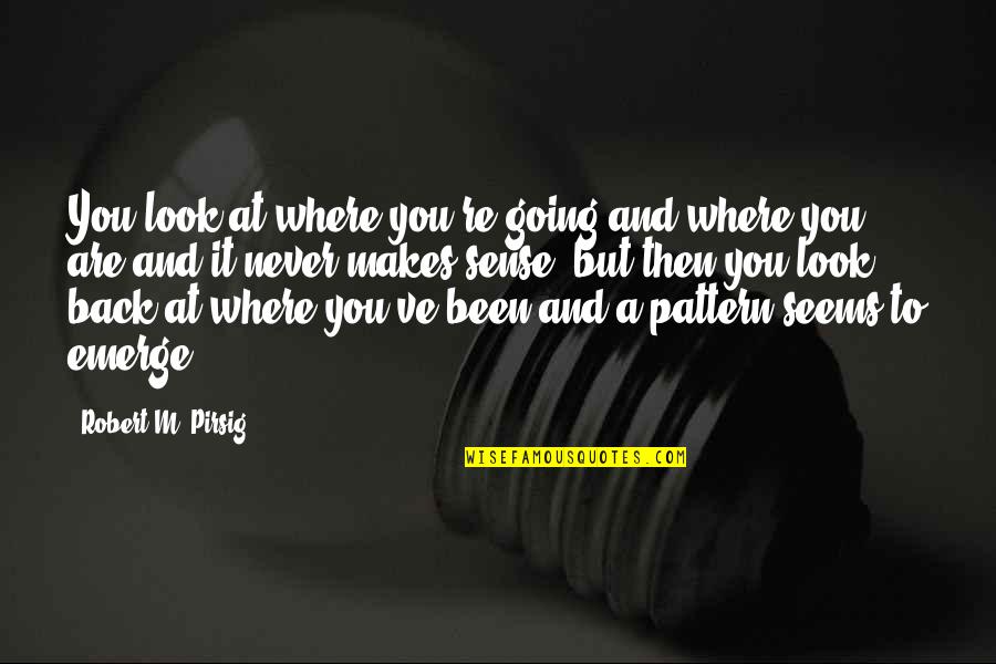 You Emerge Quotes By Robert M. Pirsig: You look at where you're going and where You Emerge Quotes By Robert M. Pirsig: You look at where you're going and where