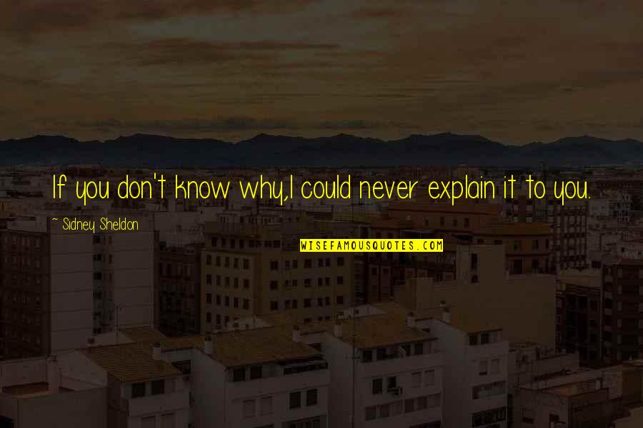 You Explain To Quotes By Sidney Sheldon: If you don't know why,I could never explain