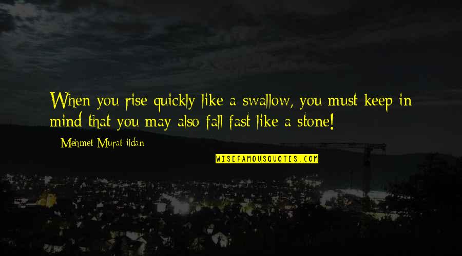 You Fall You Rise Quotes By Mehmet Murat Ildan: When you rise quickly like a swallow, you You Fall You Rise Quotes By Mehmet Murat Ildan: When you rise quickly like a swallow, you