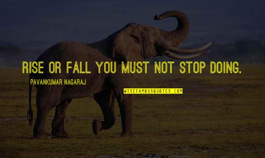 You Fall You Rise Quotes By Pavankumar Nagaraj: Rise or Fall you must not stop doing. You Fall You Rise Quotes By Pavankumar Nagaraj: Rise or Fall you must not stop doing.