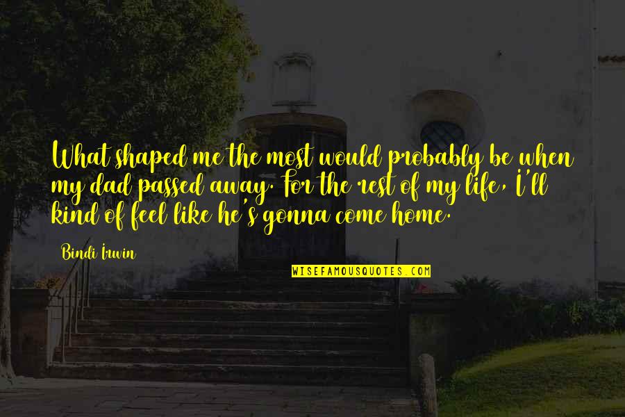 You Feel Like Home Quotes By Bindi Irwin: What shaped me the most would probably be
