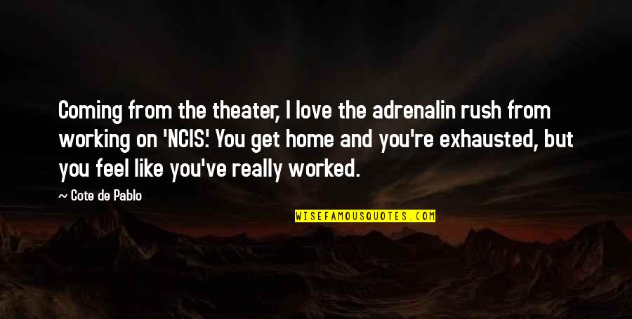 You Feel Like Home Quotes By Cote De Pablo: Coming from the theater, I love the adrenalin