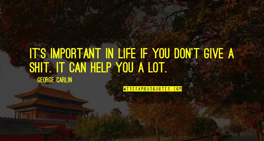 You For You Quotes By George Carlin: It's important in life if you don't give