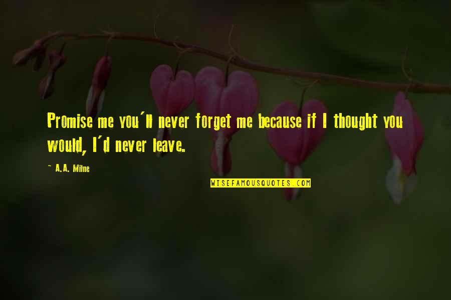 You Forget Me Love Quotes By A.A. Milne: Promise me you'll never forget me because if