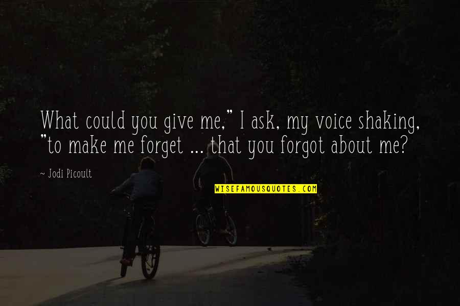 You Forgot Quotes By Jodi Picoult: What could you give me," I ask, my