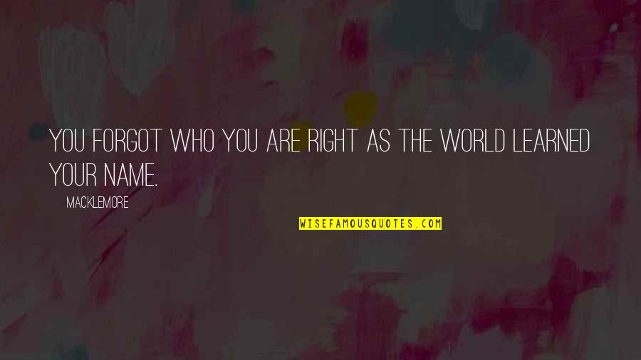 You Forgot Quotes By Macklemore: You forgot who you are right as the