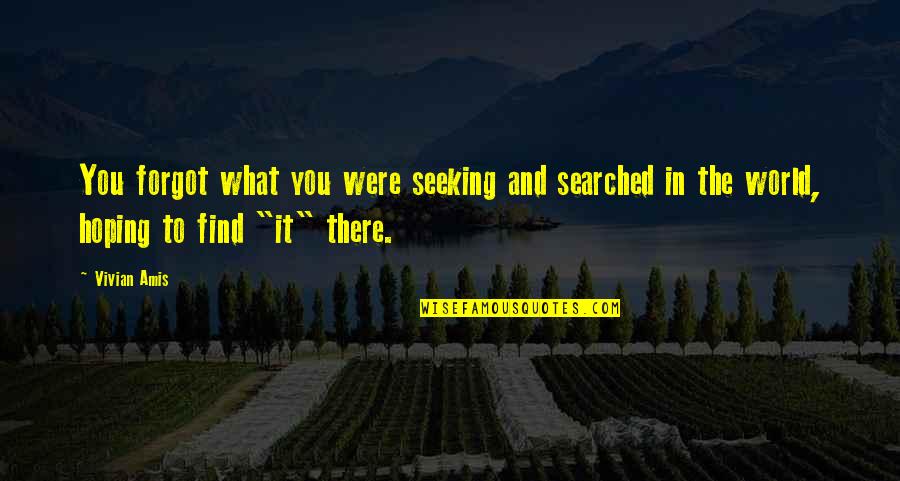 You Forgot Quotes By Vivian Amis: You forgot what you were seeking and searched