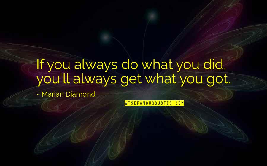 You Get What You Do Quotes By Marian Diamond: If you always do what you did, you'll