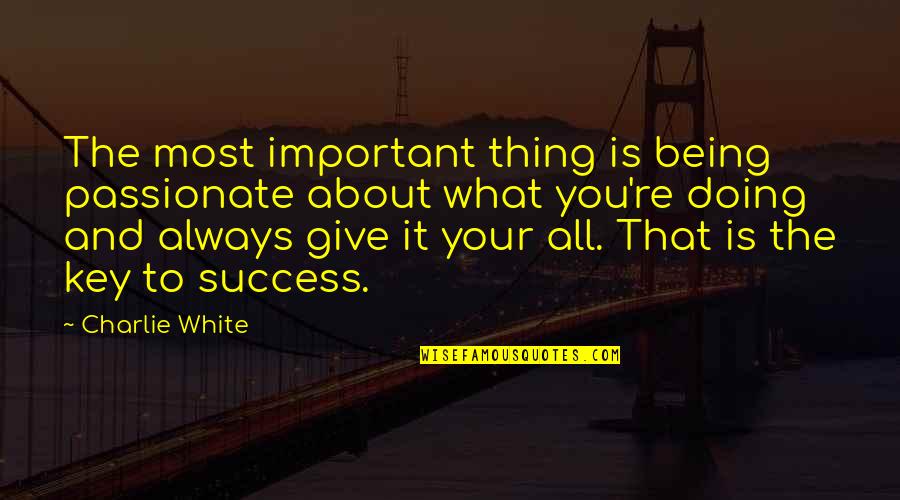 You Give It Your All Quotes By Charlie White: The most important thing is being passionate about
