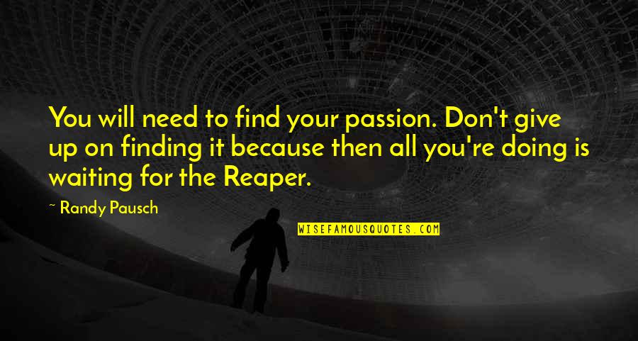 You Give It Your All Quotes By Randy Pausch: You will need to find your passion. Don't