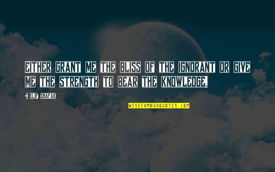 You Give Me Strength Quotes By Elif Shafak: Either grant me the bliss of the ignorant You Give Me Strength Quotes By Elif Shafak: Either grant me the bliss of the ignorant