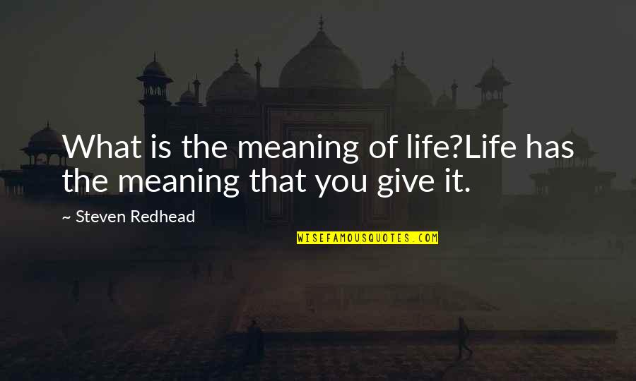 You Give My Life Meaning Quotes By Steven Redhead: What is the meaning of life?Life has the