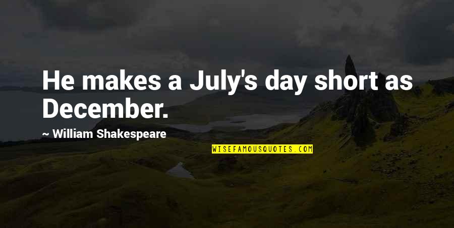You Going To Miss Someone Quotes By William Shakespeare: He makes a July's day short as December. You Going To Miss Someone Quotes By William Shakespeare: He makes a July's day short as December.