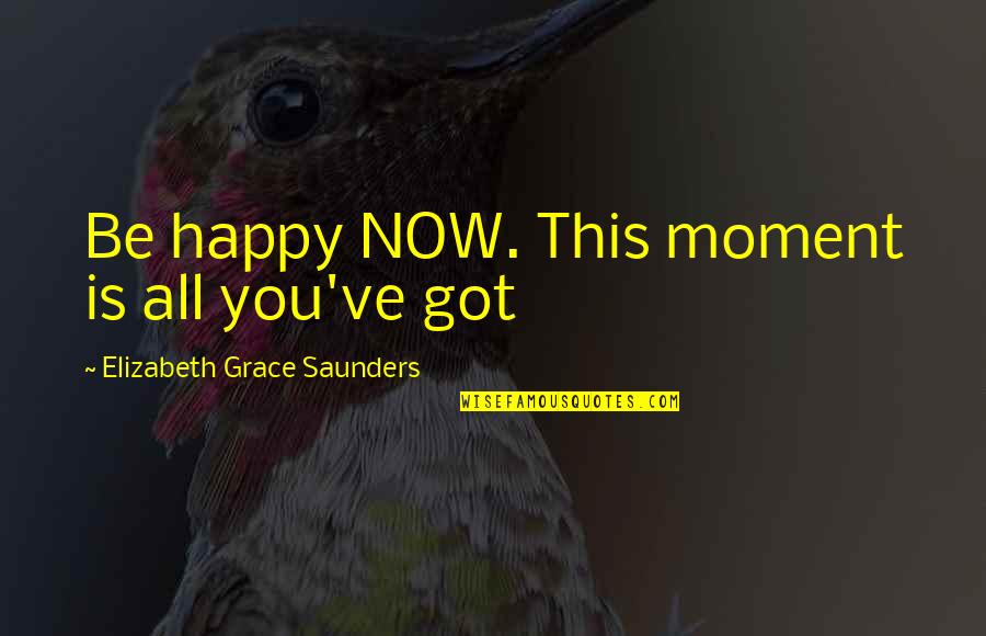You Got This Quotes By Elizabeth Grace Saunders: Be happy NOW. This moment is all you've You Got This Quotes By Elizabeth Grace Saunders: Be happy NOW. This moment is all you've