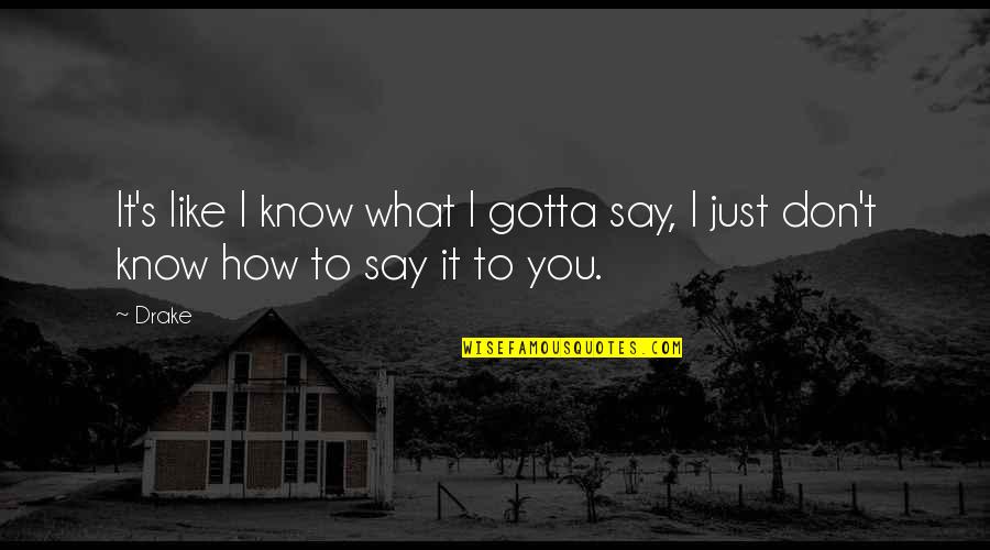 You Gotta Know Quotes By Drake: It's like I know what I gotta say,