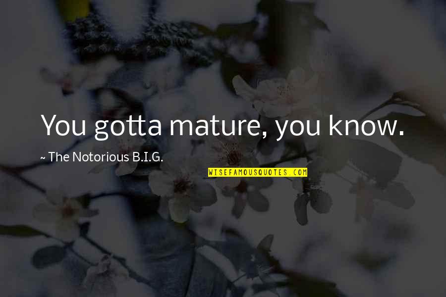 You Gotta Know Quotes By The Notorious B.I.G.: You gotta mature, you know.