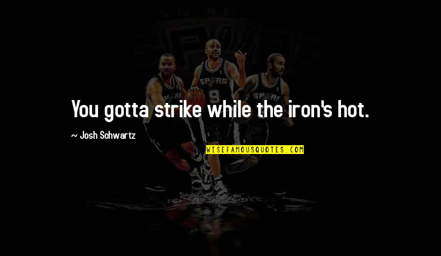 You Gotta Quotes By Josh Schwartz: You gotta strike while the iron's hot. You Gotta Quotes By Josh Schwartz: You gotta strike while the iron's hot.