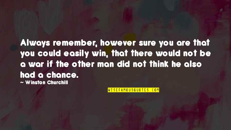 You Had Chance Quotes By Winston Churchill: Always remember, however sure you are that you