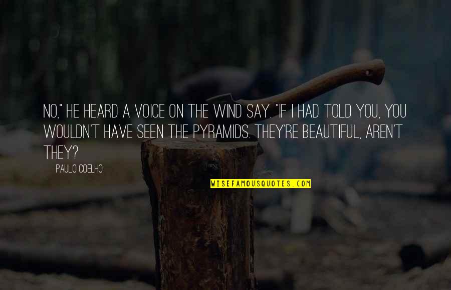 You Have A Beautiful Voice Quotes By Paulo Coelho: No," he heard a voice on the wind You Have A Beautiful Voice Quotes By Paulo Coelho: No," he heard a voice on the wind