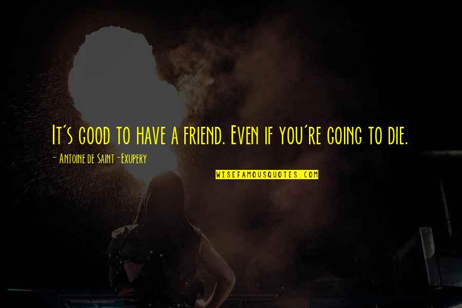 You Have A Friend Quotes By Antoine De Saint-Exupery: It's good to have a friend. Even if