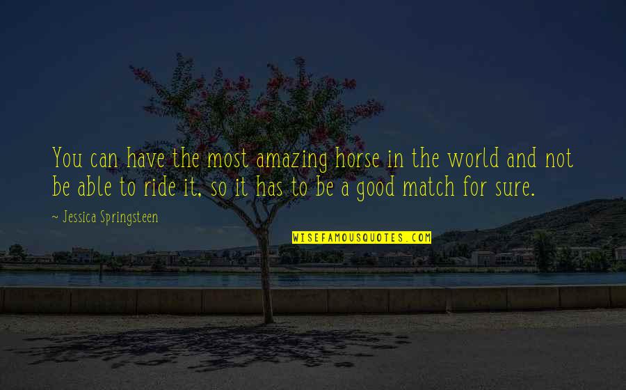 You Have A Match Quotes By Jessica Springsteen: You can have the most amazing horse in