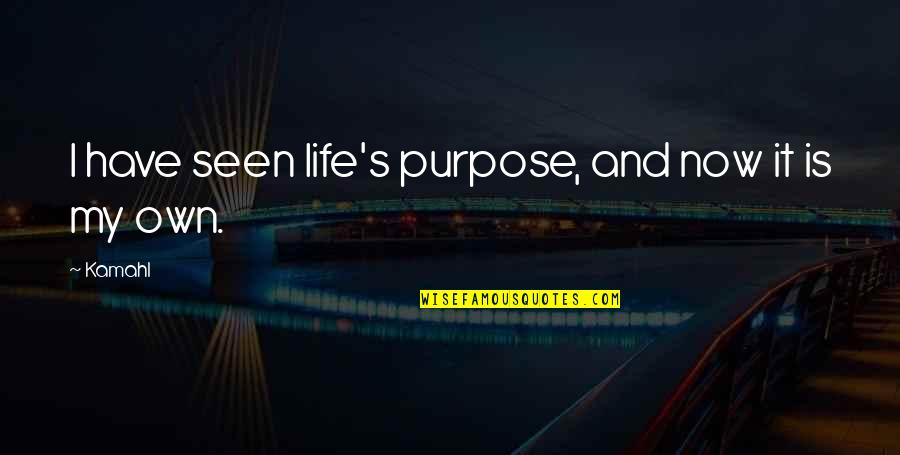 You Have A Purpose In Life Quotes By Kamahl: I have seen life's purpose, and now it