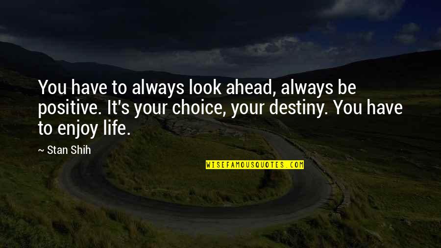 You Have Choices Quotes By Stan Shih: You have to always look ahead, always be