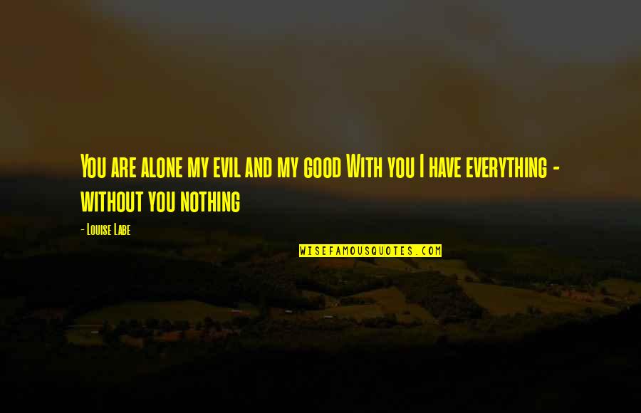 You Have Everything But Nothing Quotes By Louise Labe: You are alone my evil and my good