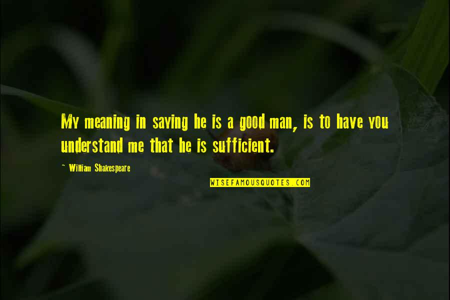 You Have Meaning Quotes By William Shakespeare: My meaning in saying he is a good