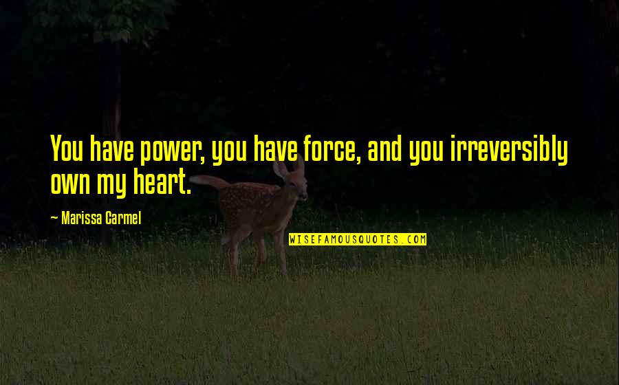 You Have My Heart Quotes By Marissa Carmel: You have power, you have force, and you You Have My Heart Quotes By Marissa Carmel: You have power, you have force, and you