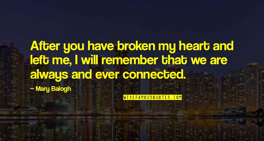 You Have My Heart Quotes By Mary Balogh: After you have broken my heart and left You Have My Heart Quotes By Mary Balogh: After you have broken my heart and left