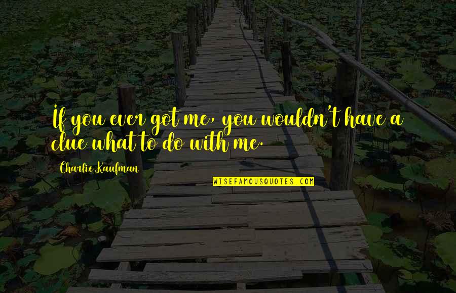 You Have No Clue Quotes By Charlie Kaufman: If you ever got me, you wouldn't have