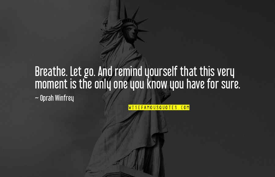 You Have One Life Quotes By Oprah Winfrey: Breathe. Let go. And remind yourself that this You Have One Life Quotes By Oprah Winfrey: Breathe. Let go. And remind yourself that this