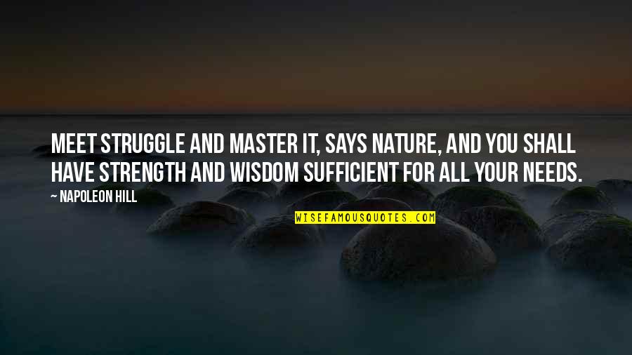You Have Strength Quotes By Napoleon Hill: Meet struggle and master it, says nature, and