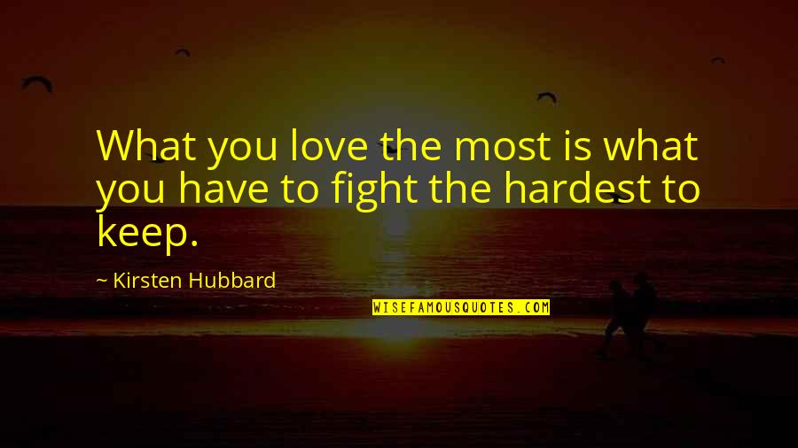 You Have To Fight Quotes By Kirsten Hubbard: What you love the most is what you You Have To Fight Quotes By Kirsten Hubbard: What you love the most is what you