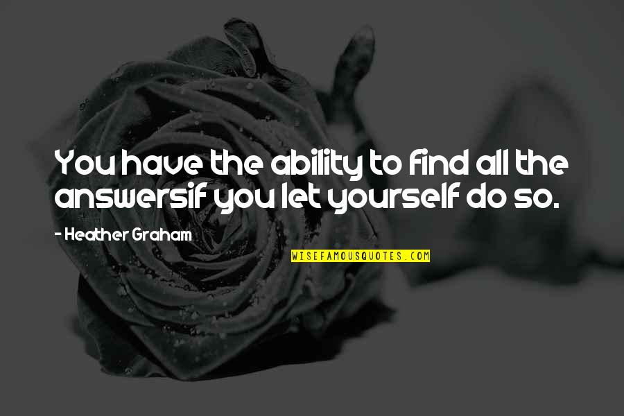 You Have To Find Yourself Quotes By Heather Graham: You have the ability to find all the