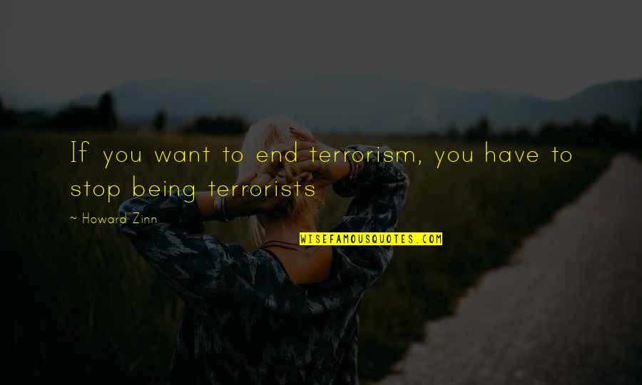 You Have To Stop Quotes By Howard Zinn: If you want to end terrorism, you have