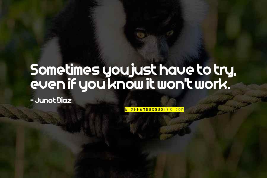 You Have To Try Quotes By Junot Diaz: Sometimes you just have to try, even if