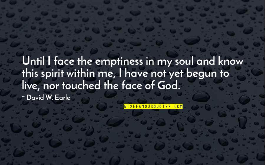 You Have Touched My Soul Quotes By David W. Earle: Until I face the emptiness in my soul