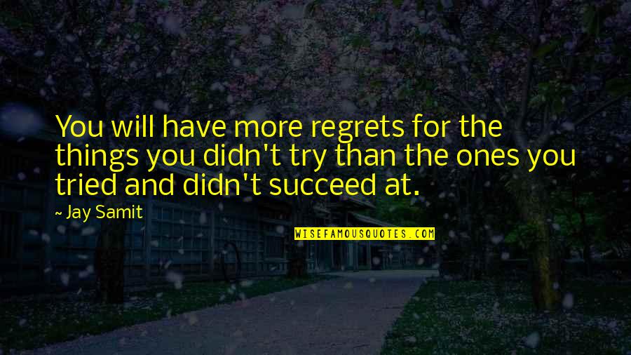 You Have Tried Quotes By Jay Samit: You will have more regrets for the things You Have Tried Quotes By Jay Samit: You will have more regrets for the things